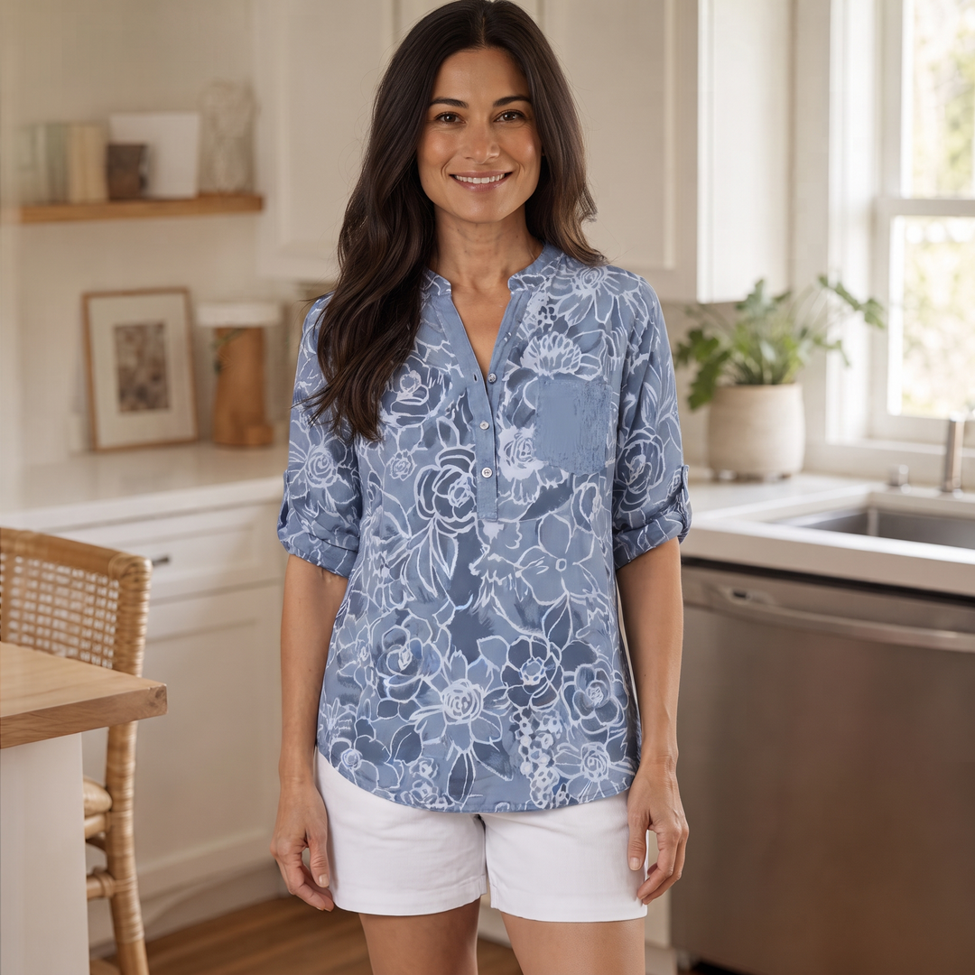 Florenza – Floral Sequin 3/4 Sleeve Blouse