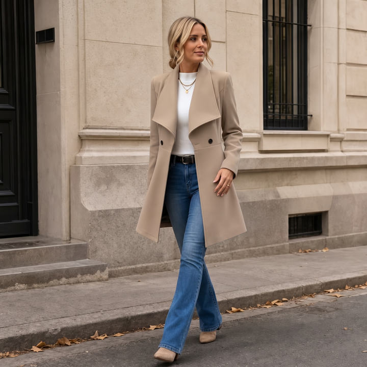Elowen – Double-Breasted A-Line Tailored Overcoat