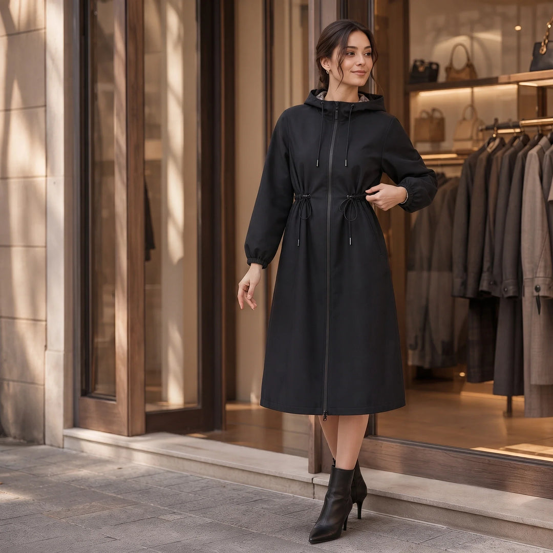 Windella – Hooded Drawstring-Waist Midi Coat
