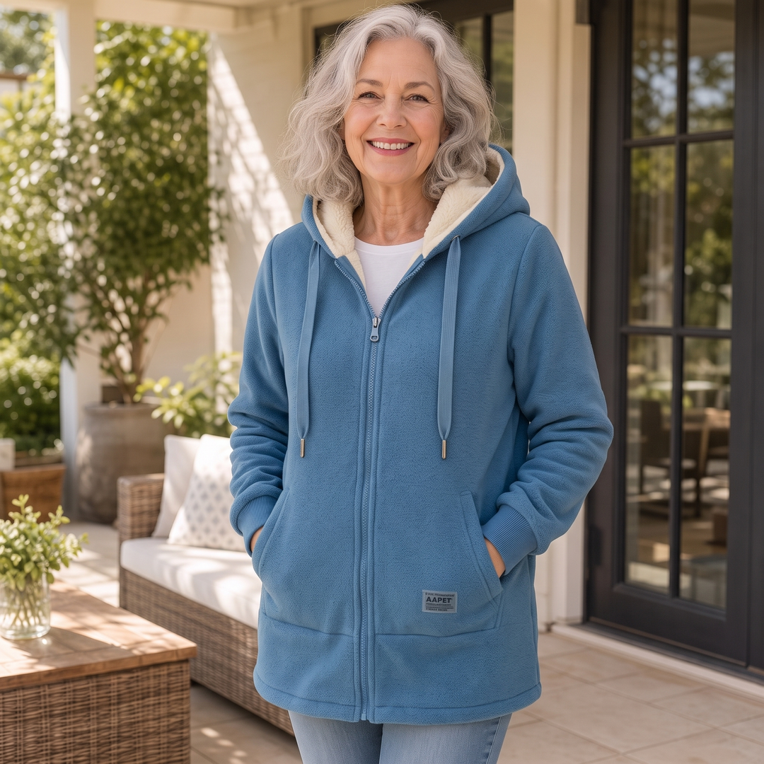 Phoebe – Full Fleece-Lined Look Hooded Zip Jacket