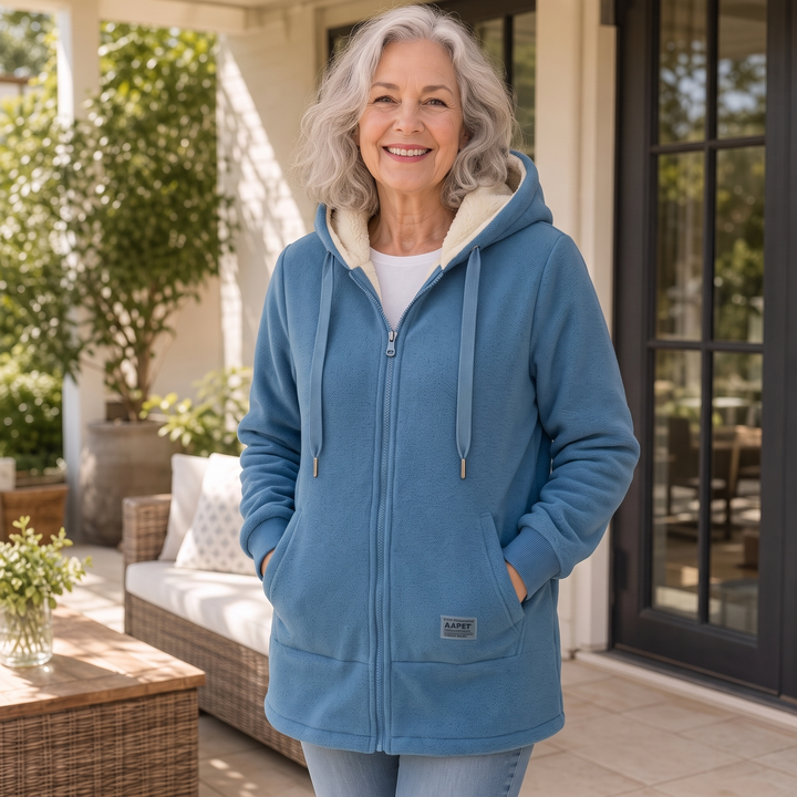Phoebe – Full Fleece-Lined Look Hooded Zip Jacket