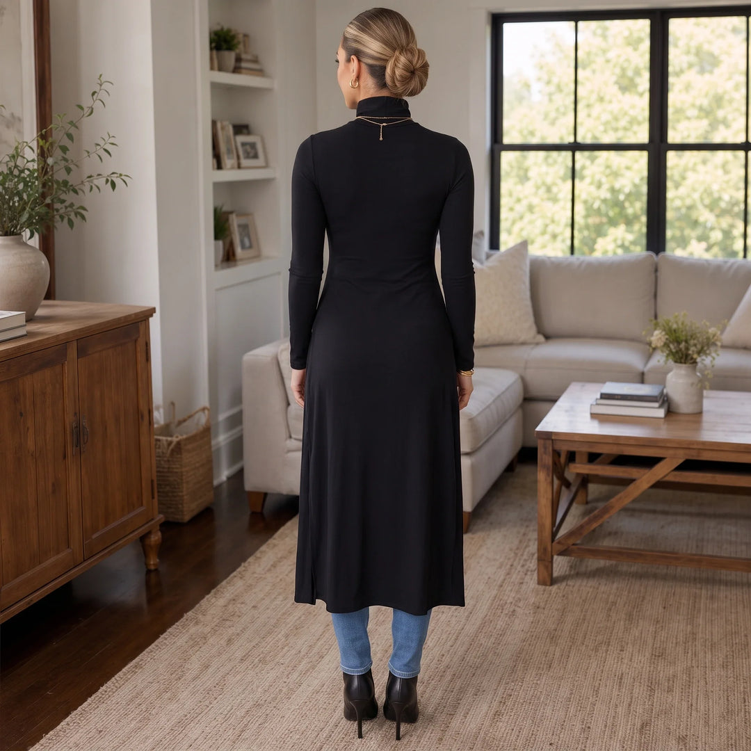 Slitwell – High-Slit Turtleneck Knit Tunic