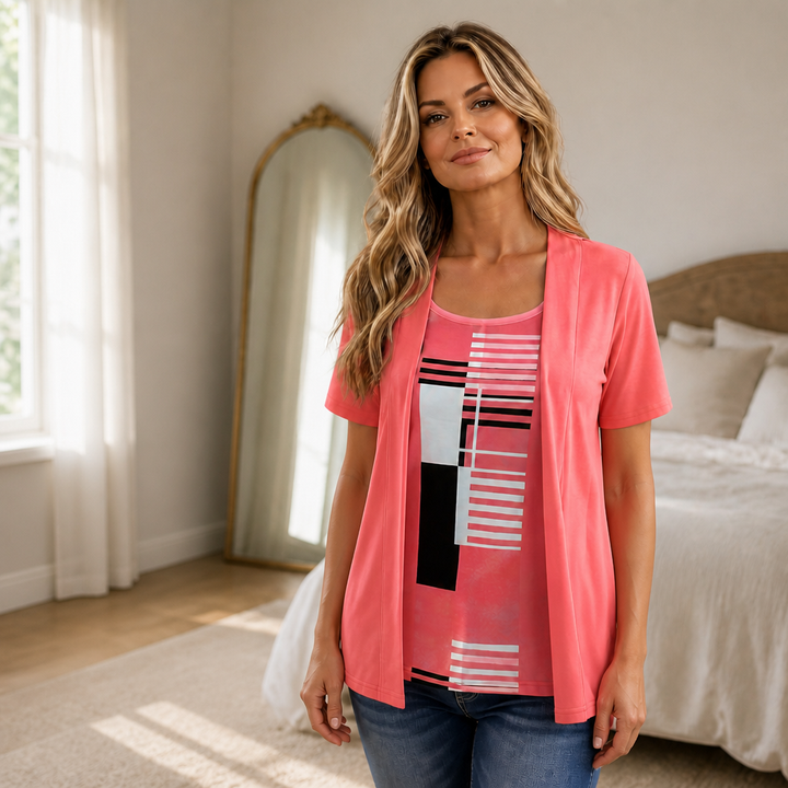 Layerlyn – Colour Block Tank And Cardigan Set