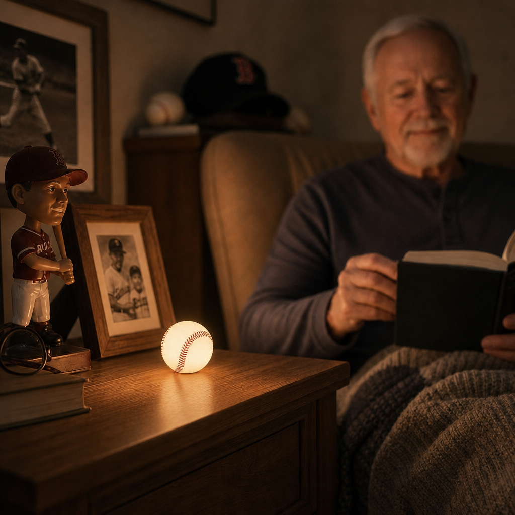 Home Plate Glow – Baseball Stitching-Look Night Light