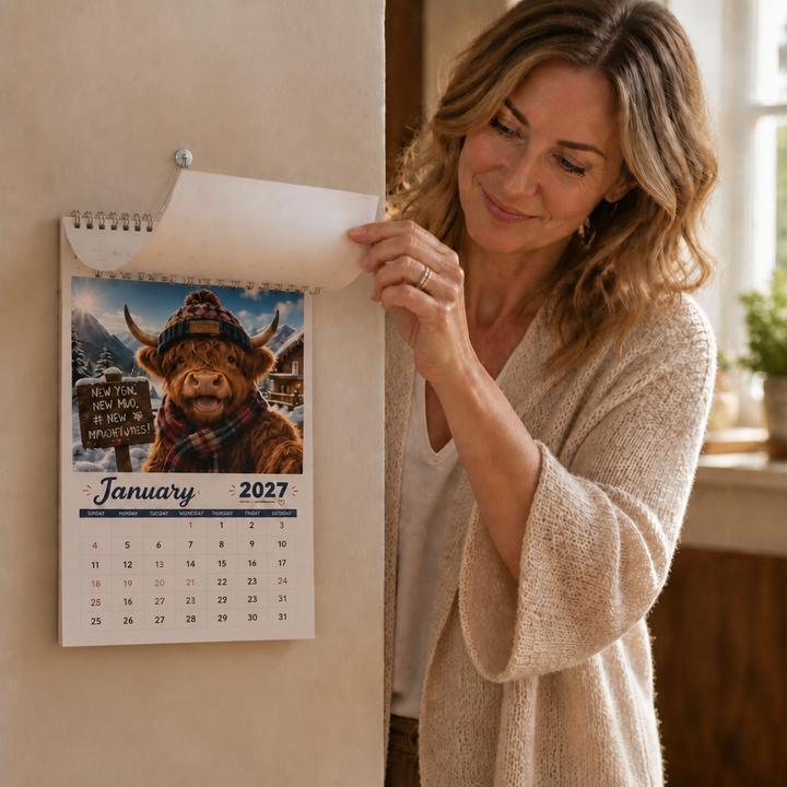 Mootsy – 2027 Highland Cow Wall Calendar