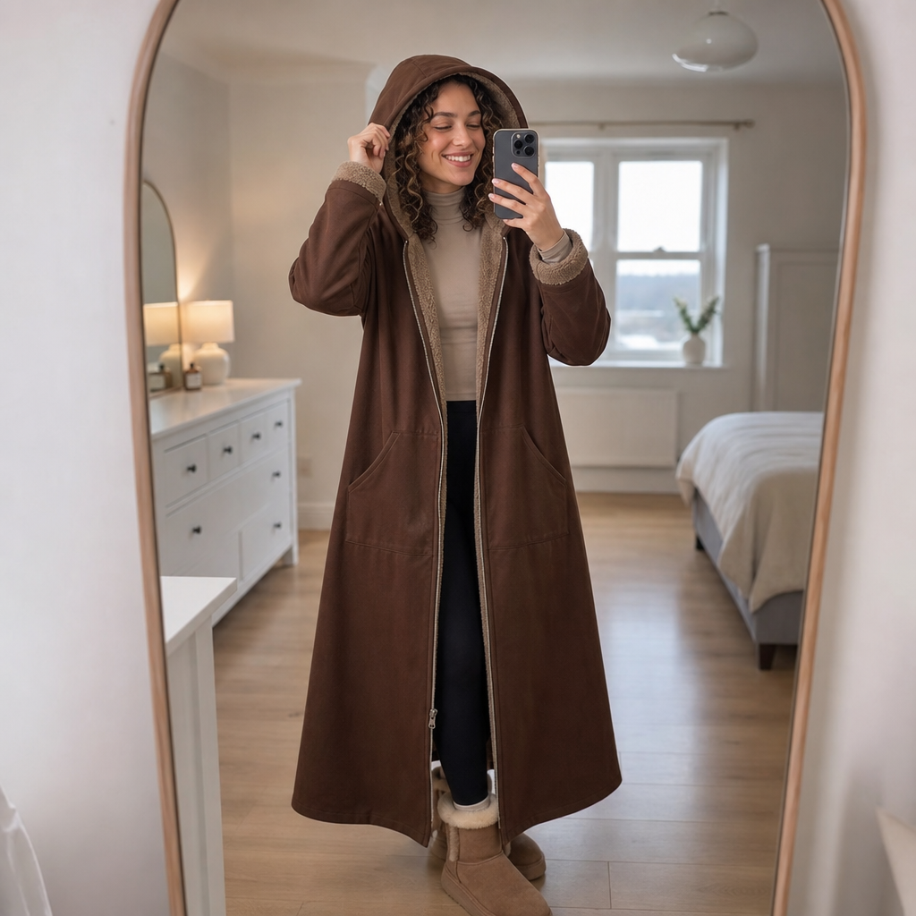 Wintervale – Hooded Shearling-Lined Full-Length Coat