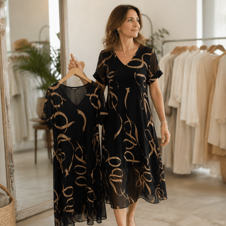 Draperie – V-Neck Maxi Dress That Skims, Never Clings