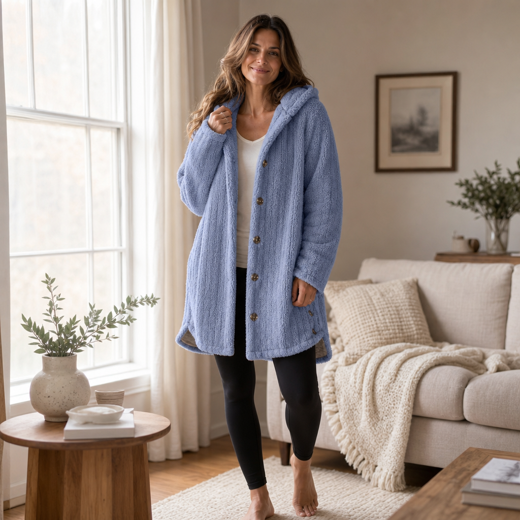 Wearbella – Hooded Button-Up Chunky Knit Cardigan