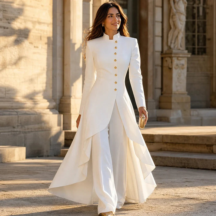 Doretta – Women's Longline Coat And Wide-Leg Pants Set
