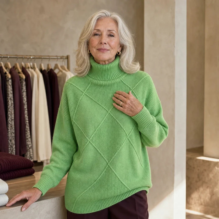 Argylelle – Diamond-Knit Turtleneck Sweater