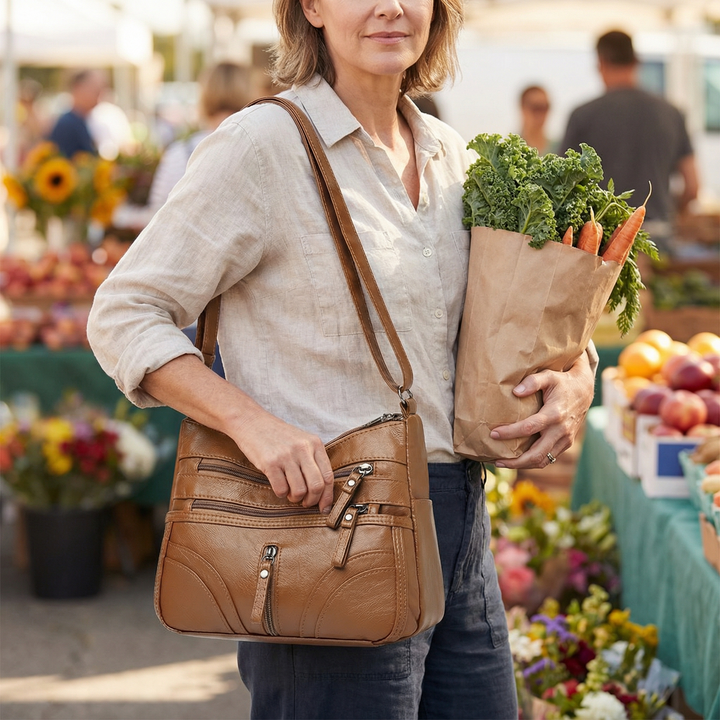 Caressa™ – Soft Leather Multi Pocket Crossbody Bag - Lark & Clover