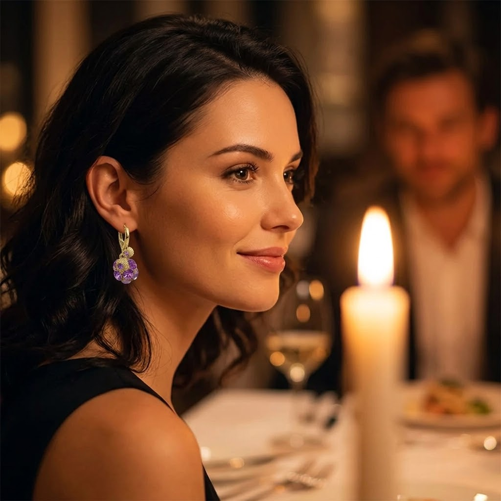Violetta™ Romantic Amethyst Crystal Earrings for Her