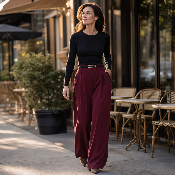 Lunetta – High-Waisted Pleated Wide-Leg Trousers