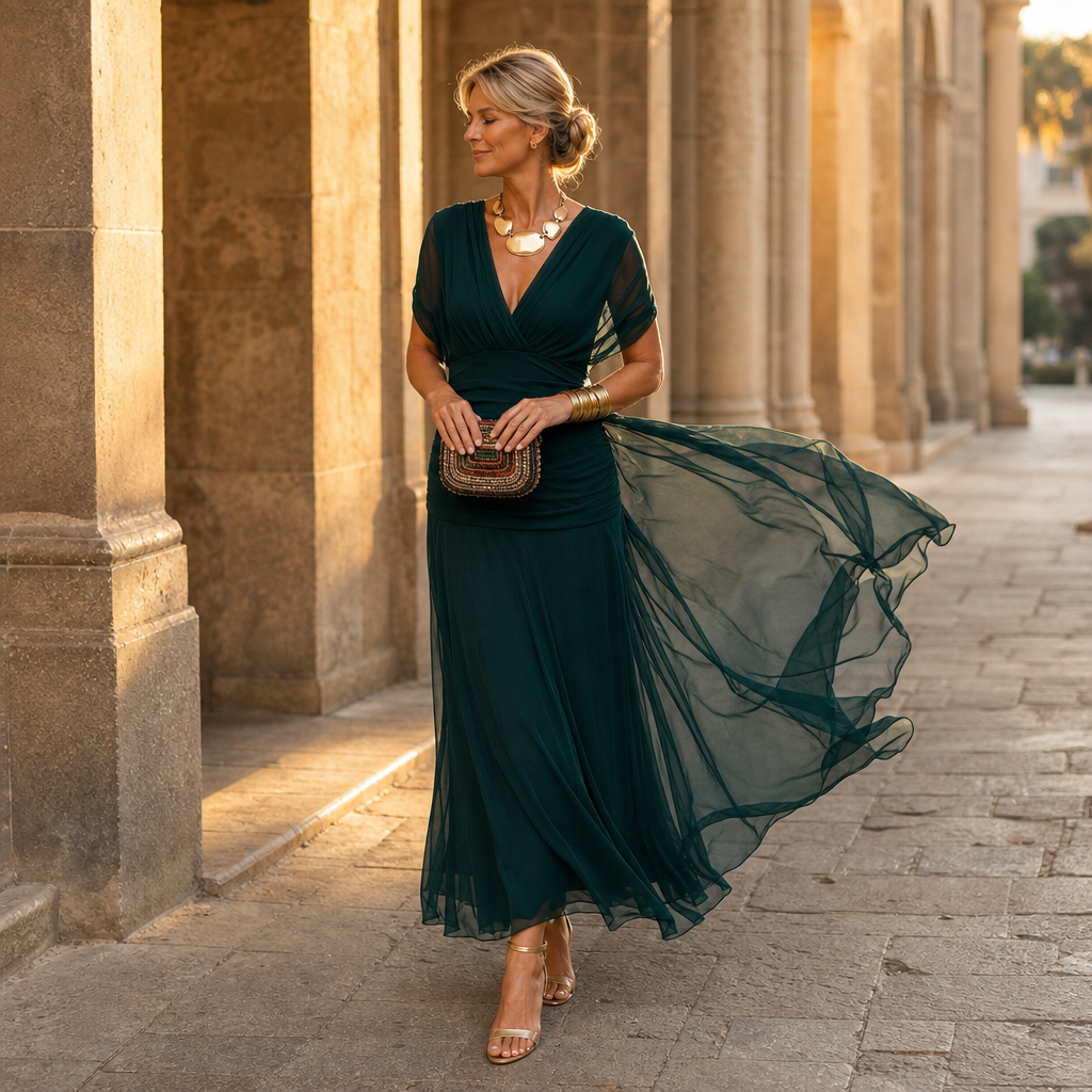 Veloura – Off-The-Shoulder Draped Mermaid Maxi Dress