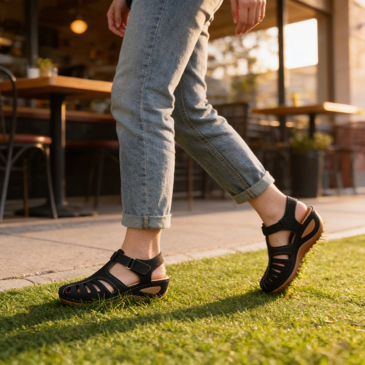 Wearbella – Closed-Toe Cut-Out Wedge Sandals