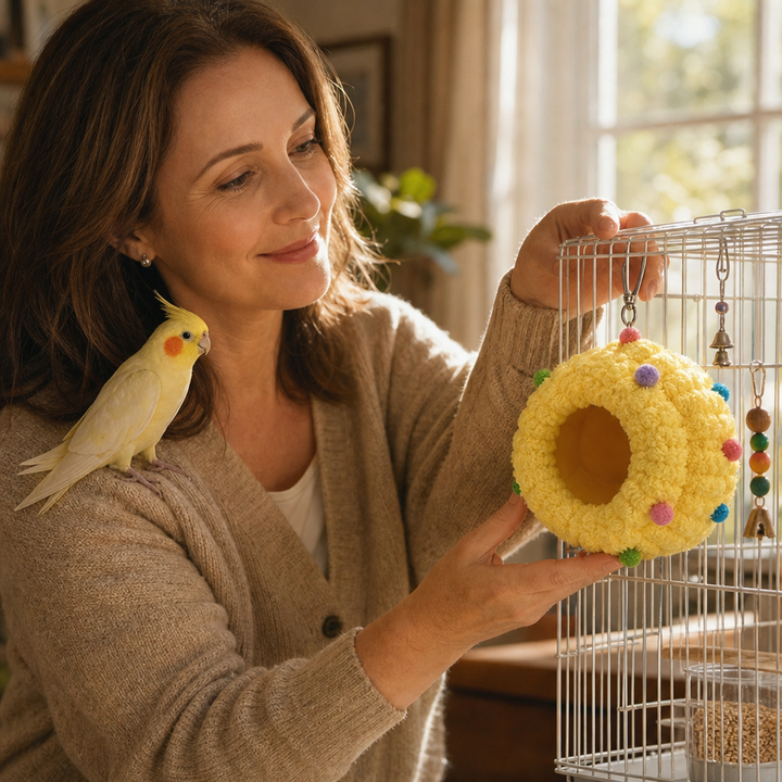 NestlePerch – Hanging Coral-Fleece Bird Bed (2-Pack)