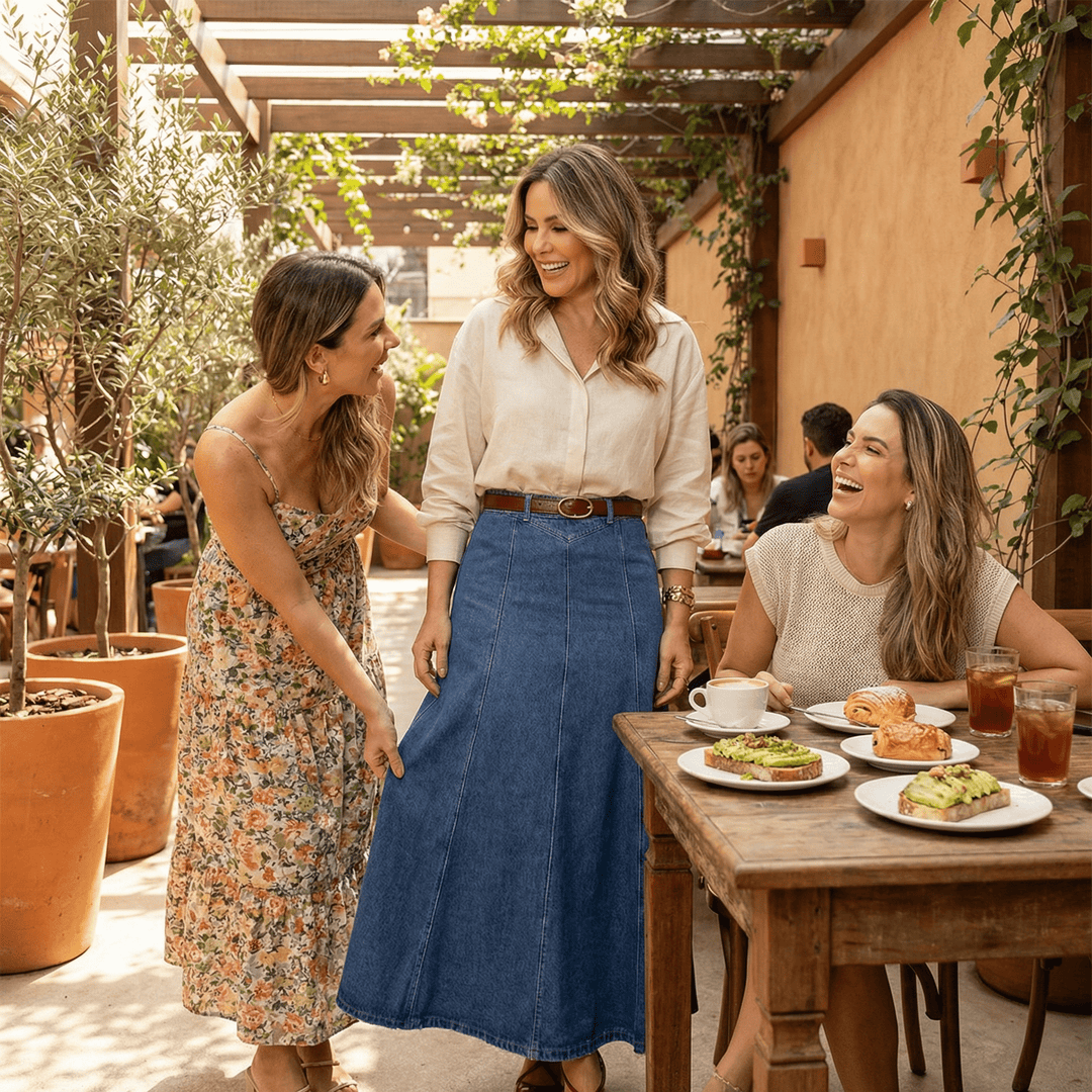 Levara™ – Flattering High Waist Denim Maxi Skirt - Lark & Clover