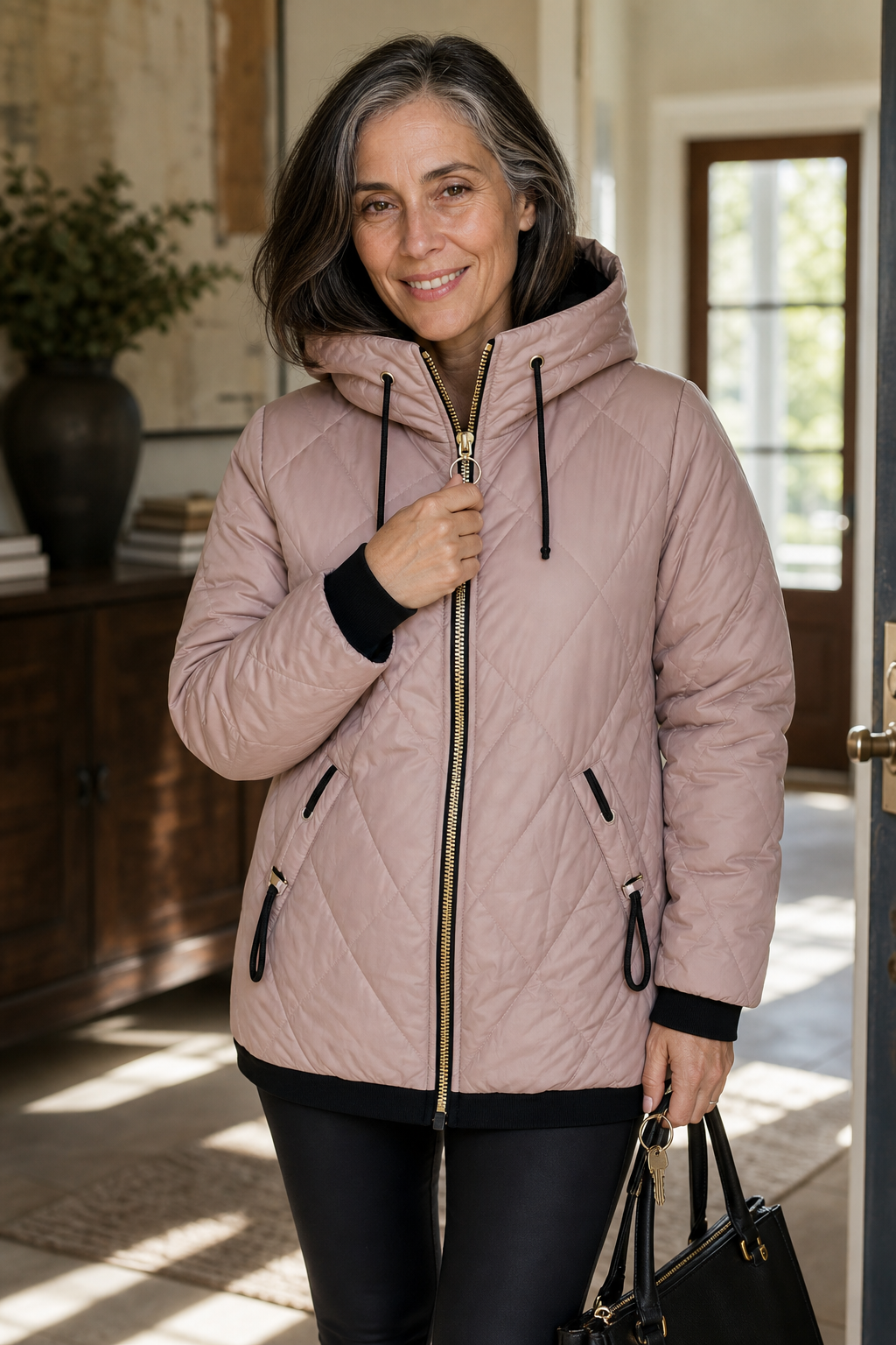 Wearbella – Quilted Hooded Zip-Front Jacket