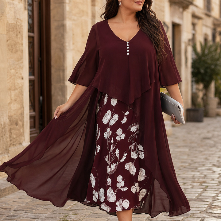 Wearbella – Fake Two-Piece Asymmetrical Hem Chiffon Dress