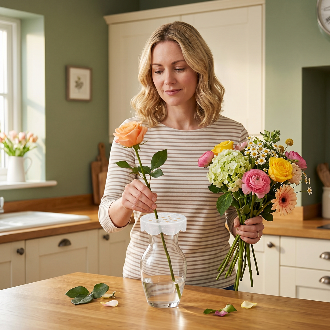 Bloomgrid™ – Stretchable Vase Insert for Effortless Bouquets