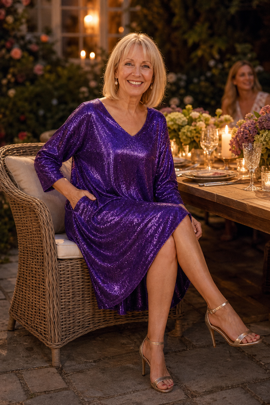 Danceable – Sequin V-Neck Pocketed Party Dress