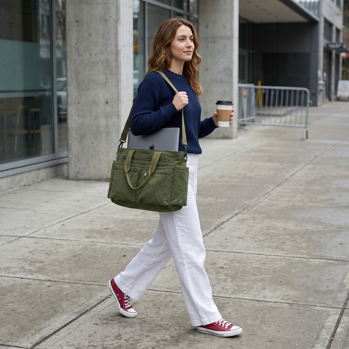 Lunavia™ - Corduroy Utility Tote with 6 Pockets
