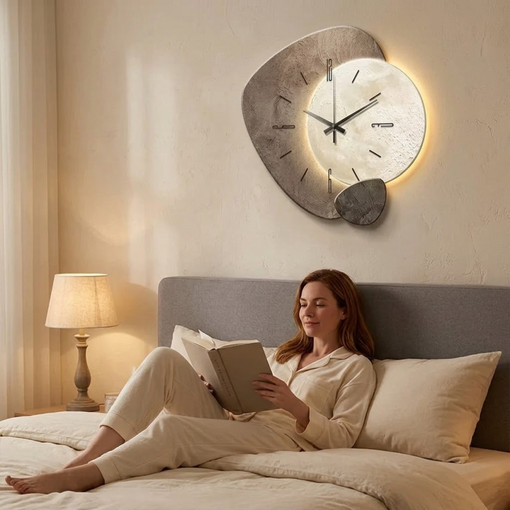 Lunara™ – Moon-Lit Wall Clock with Warm Backlight