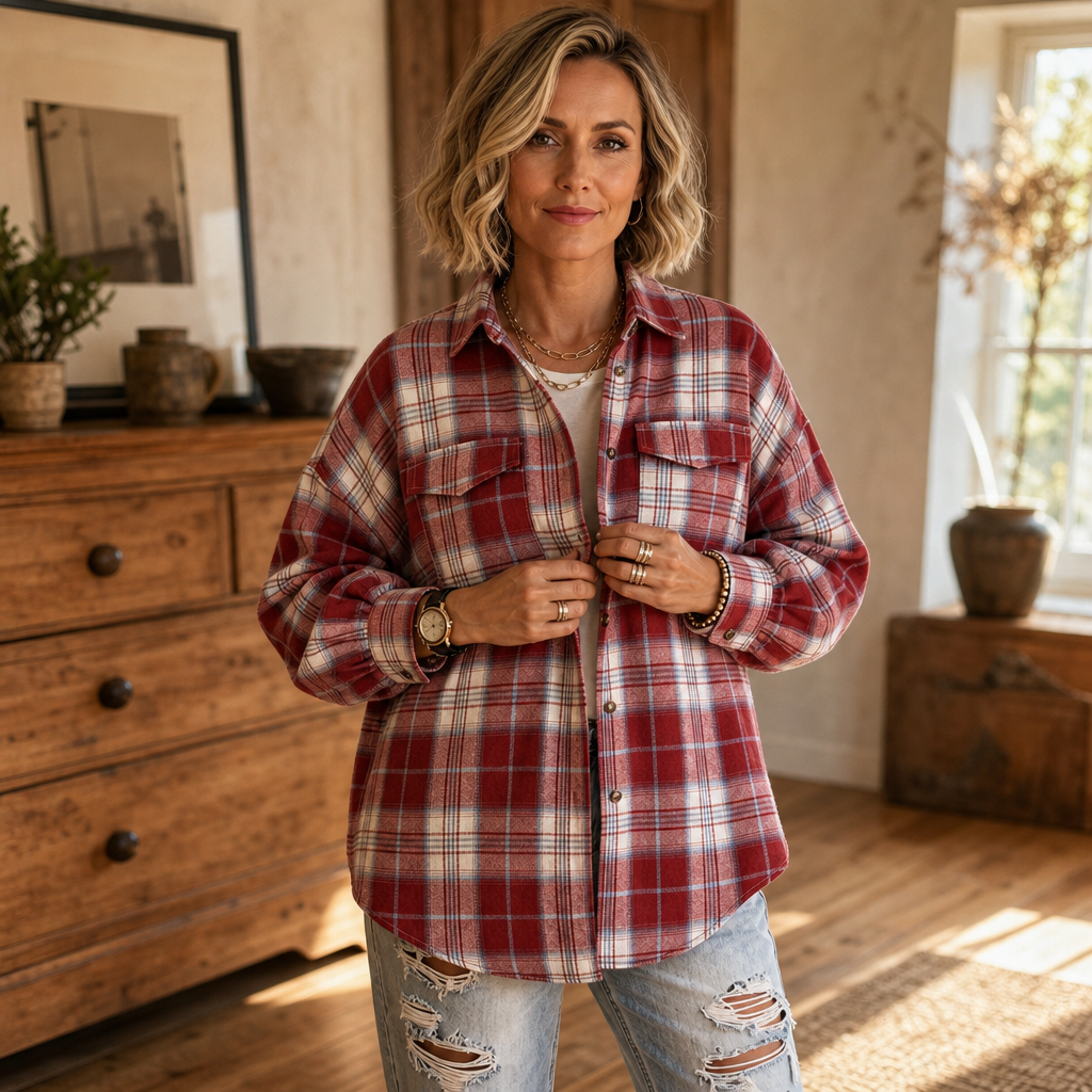 Layerly – Drop-Shoulder Oversized Plaid Button-Up