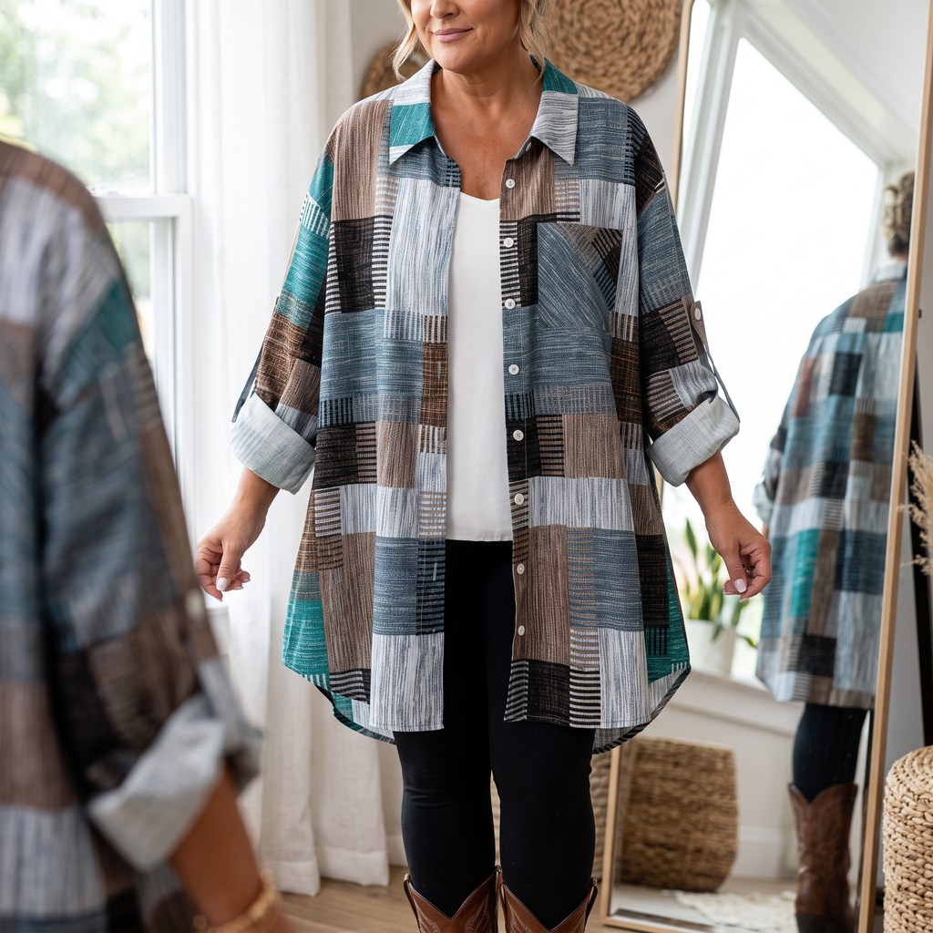 Plaidwell – Colorful Patchwork Plaid Button-Up Shirt
