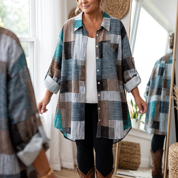 Plaidwell – Colorful Patchwork Plaid Button-Up Shirt