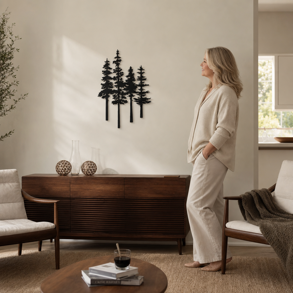 Duskgrove – Dimensional Pine Trees Metal Wall Art