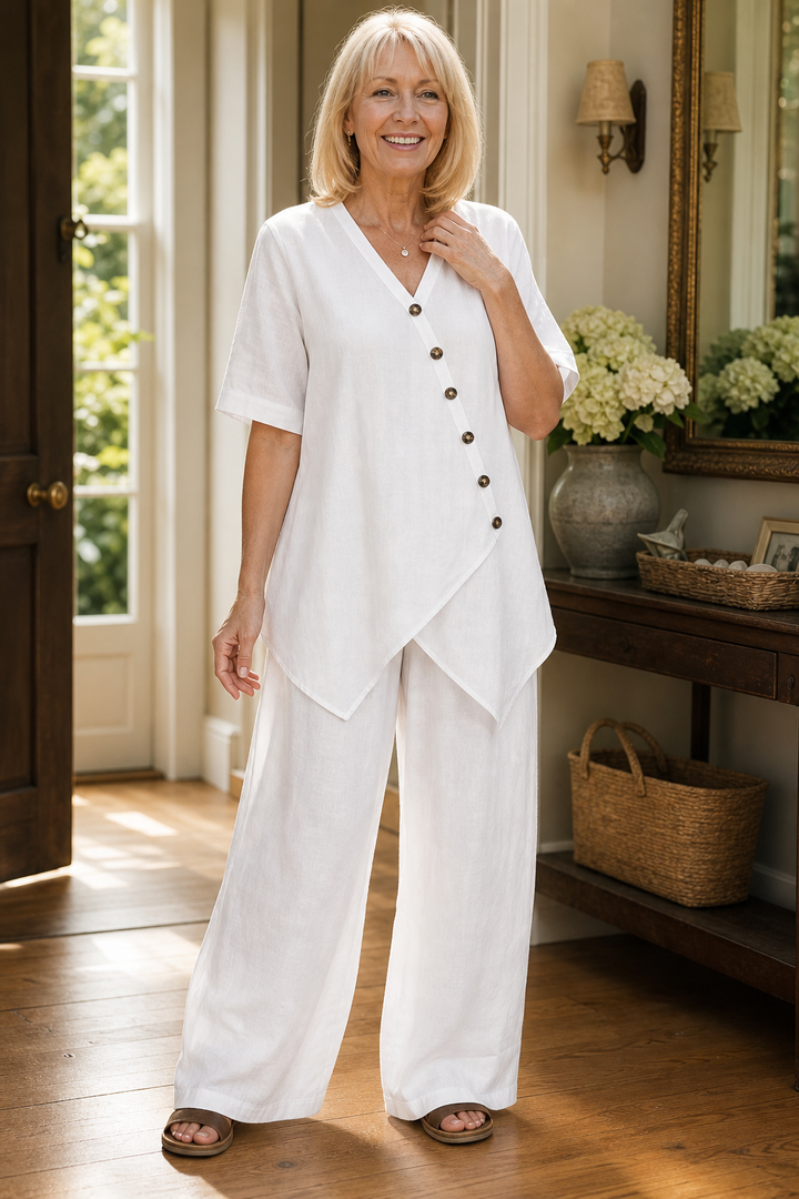 Wearbella – Wide-Leg Linen Top And Trouser Set