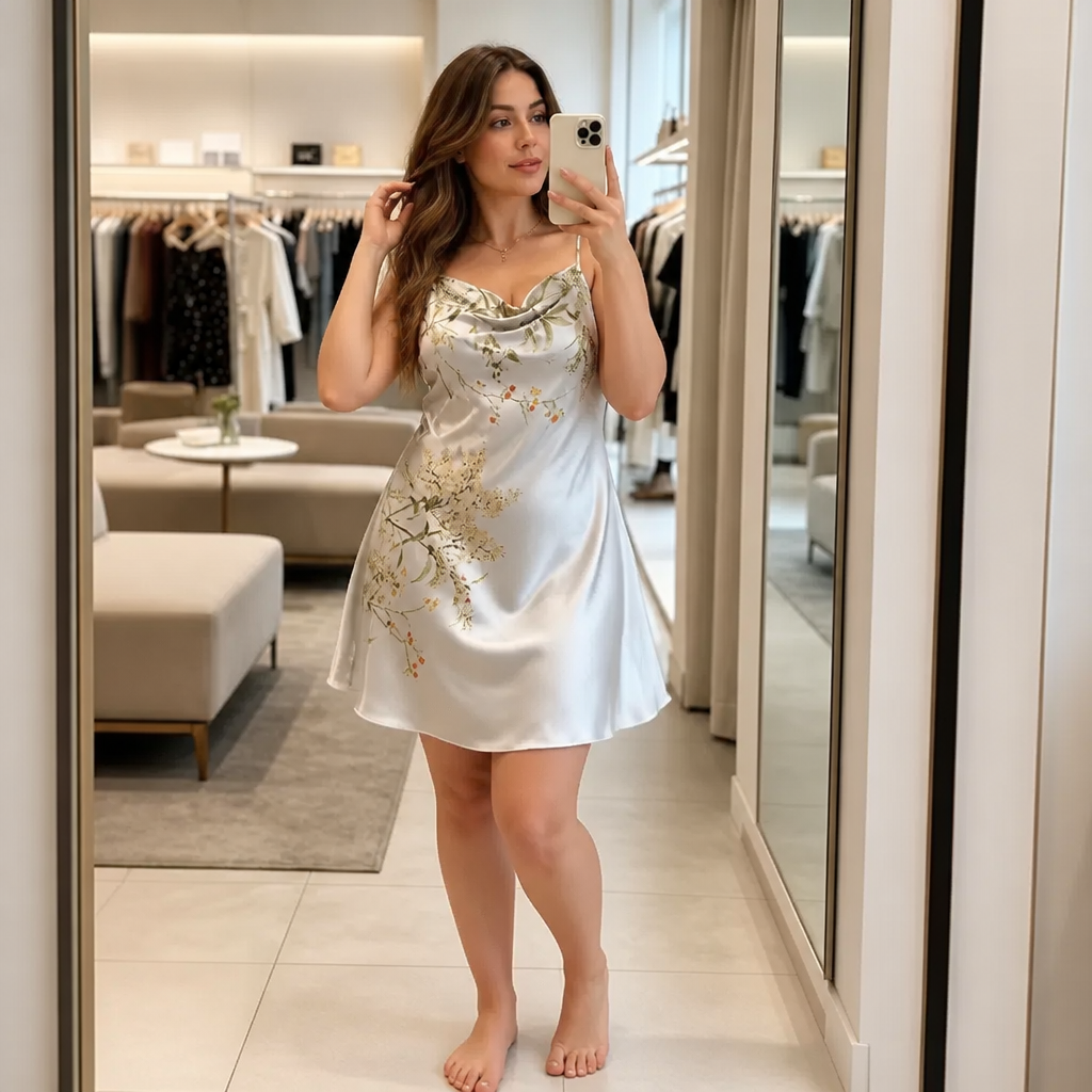 Lastonyou – Cowl Neck Draped Satin Slip Dress