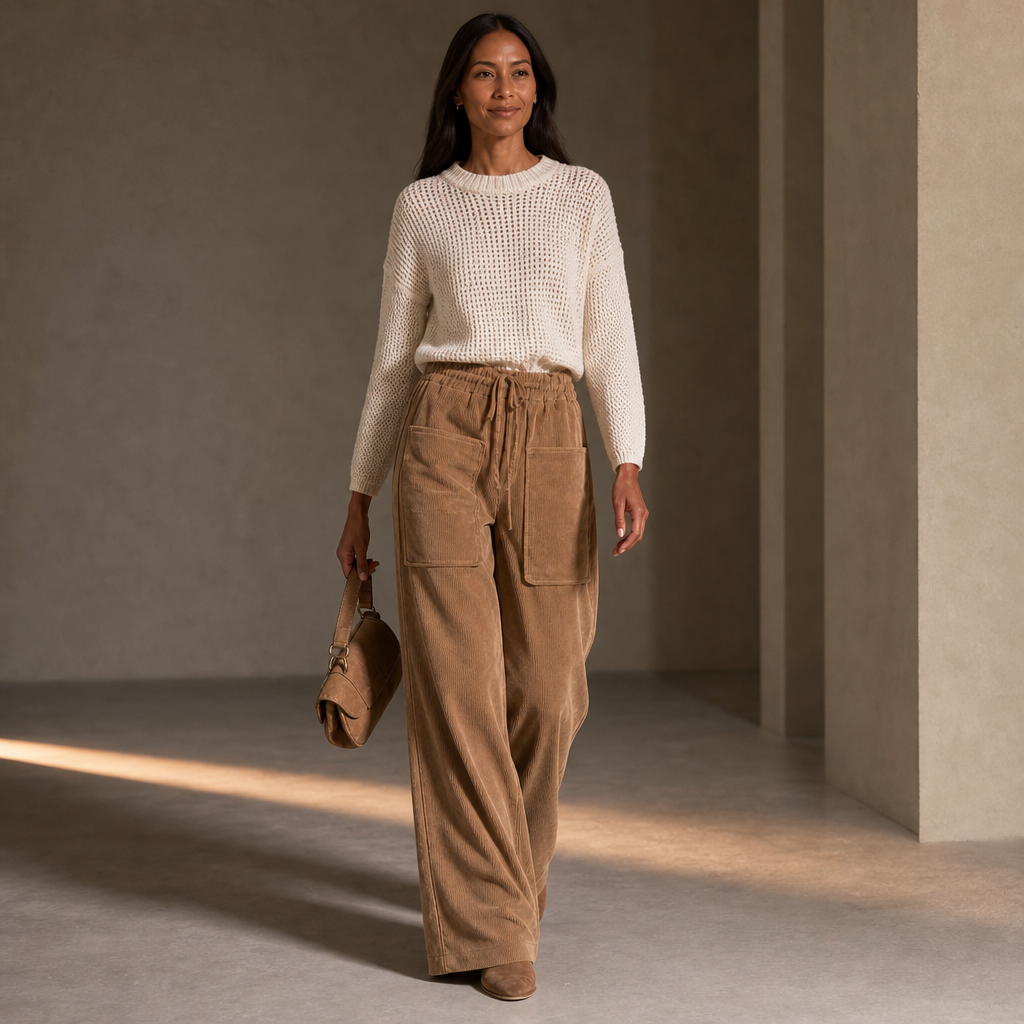 Cordella – Ribbed Corduroy Wide-Leg Pants