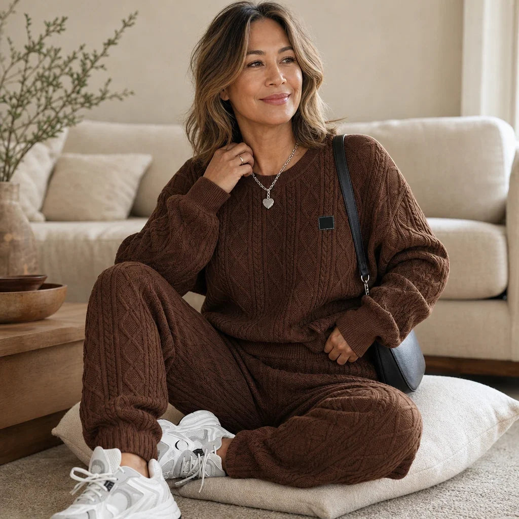 Cable & Co. – Cable-Knit Sweater And Trouser Set