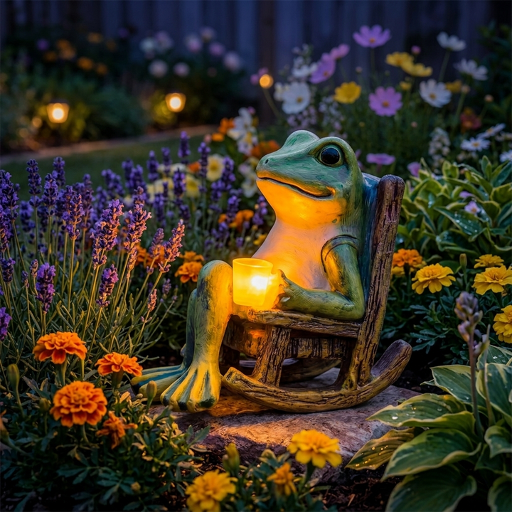 Glowfrog™ – Glowing Garden Frog in Rocking Chair