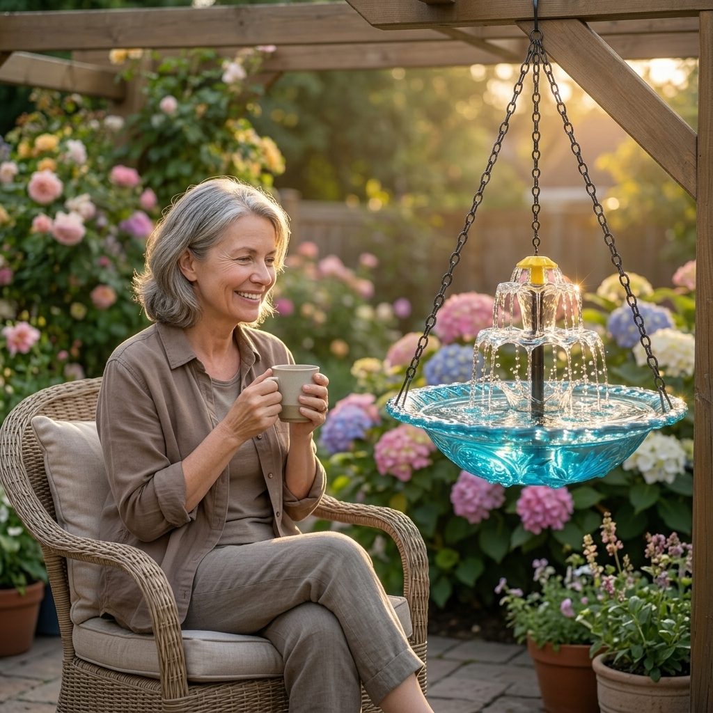 Solara™ – Solar Cascade Hanging Bird Fountain