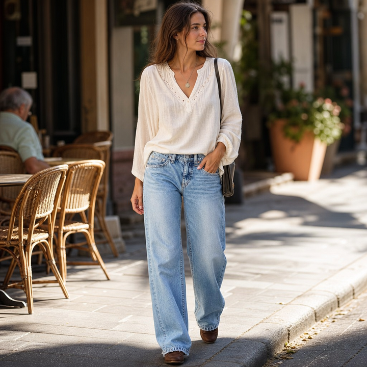 Verelle - Women's High Elastic Wide Leg Denim Jeans