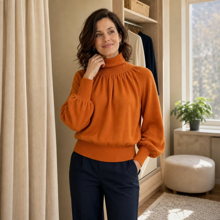 Pleata – Pleated Shoulder Lantern Sleeve Sweater