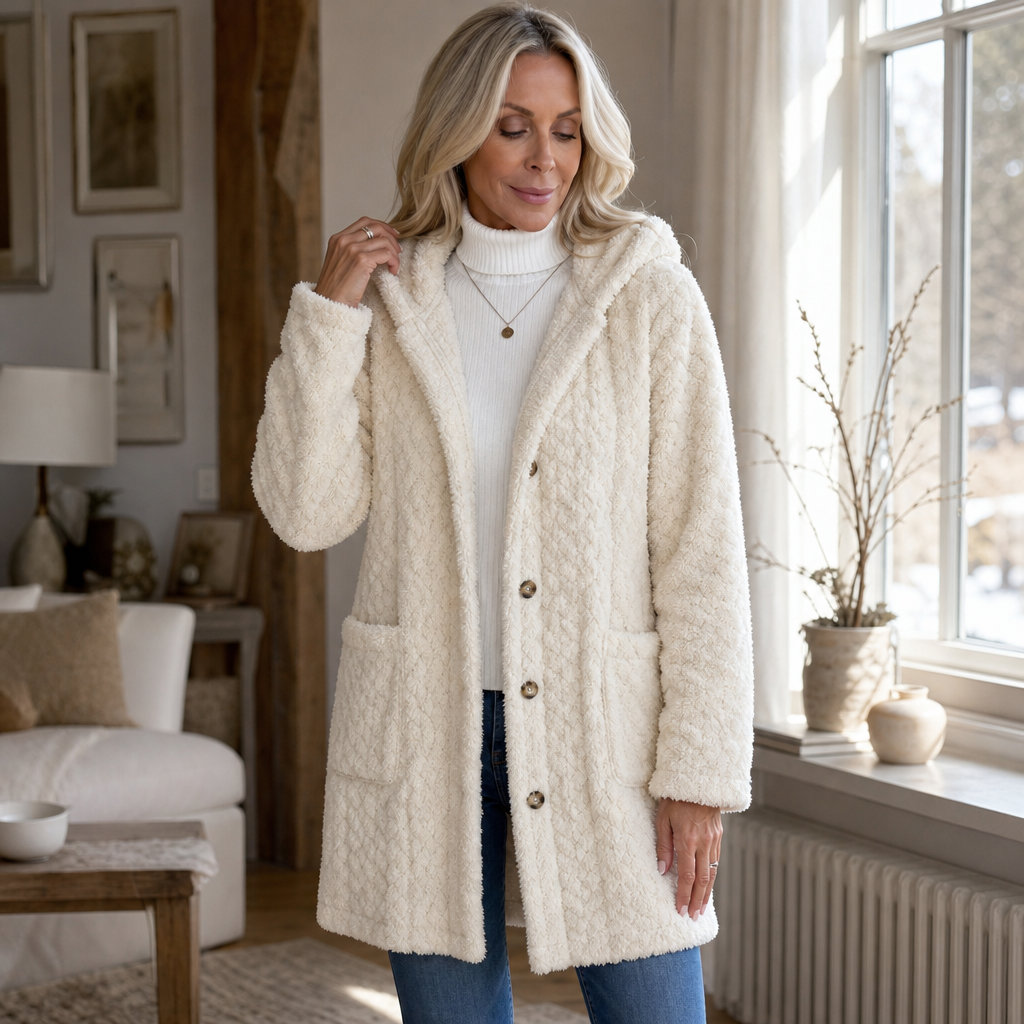 Cinchwarm – Cable-Knit Hooded Long Cardigan