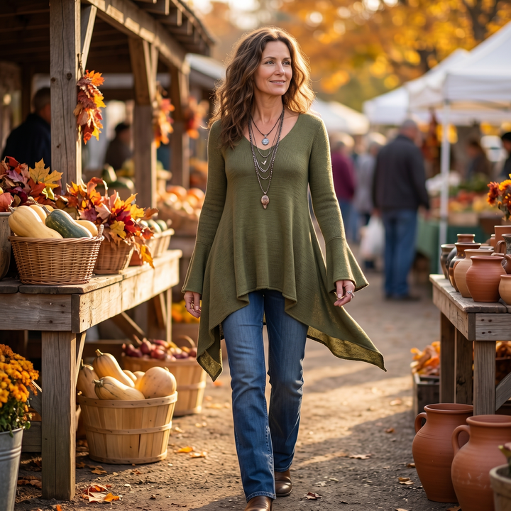 Lirelle™ — Flowy Handkerchief-Hem Knit Tunic