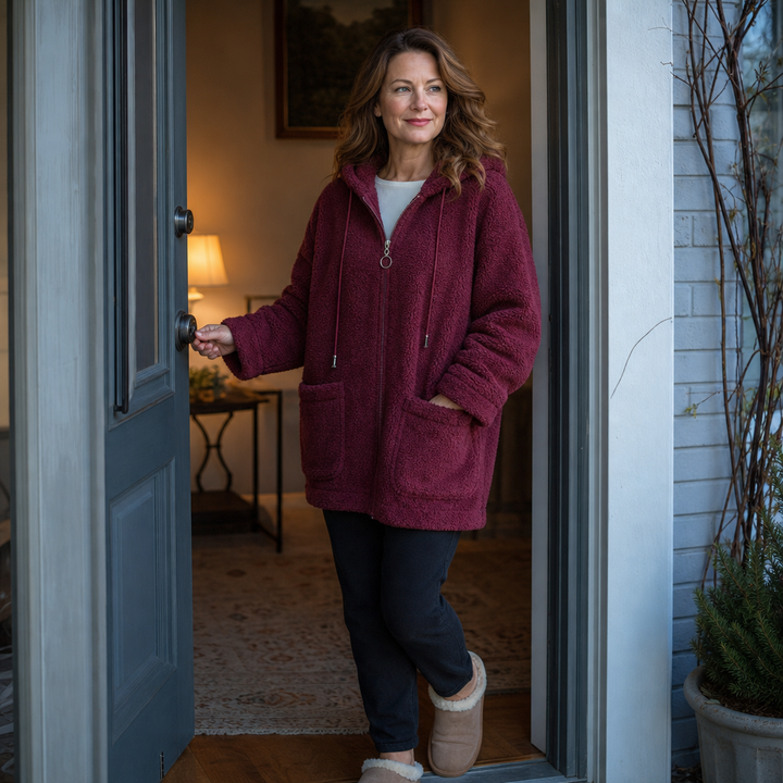 Cozamora – Oversized Sherpa Fleece Zip-Up Hoodie