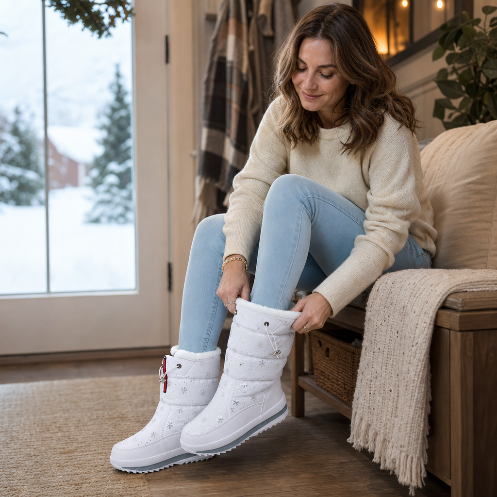Frostelle – Snowflake-Print Plush-Lined Winter Boots