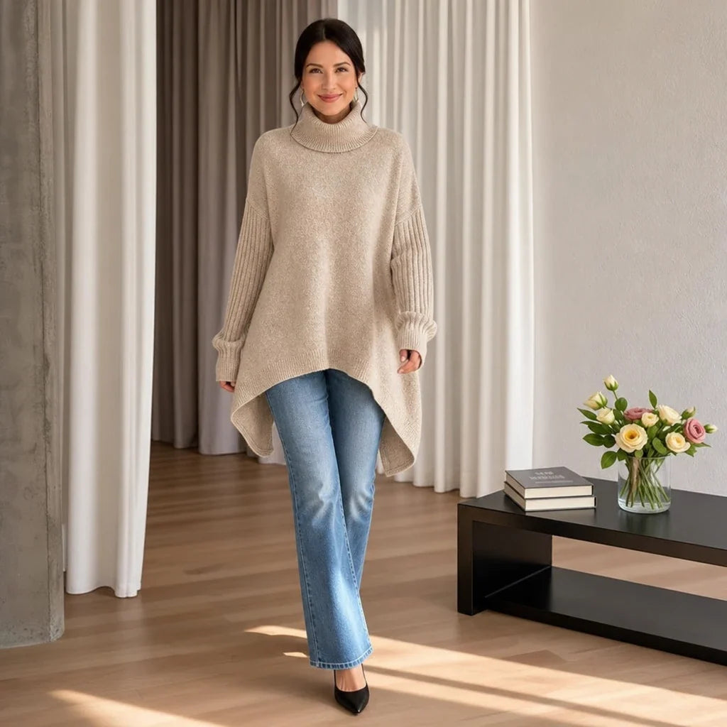 Avenza – Oversized Asymmetrical Turtleneck Sweater