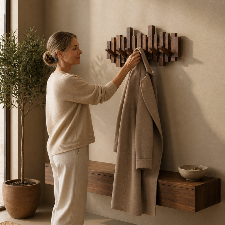 Wovenhall™ – Sculptural Wood Wall Coat Rack