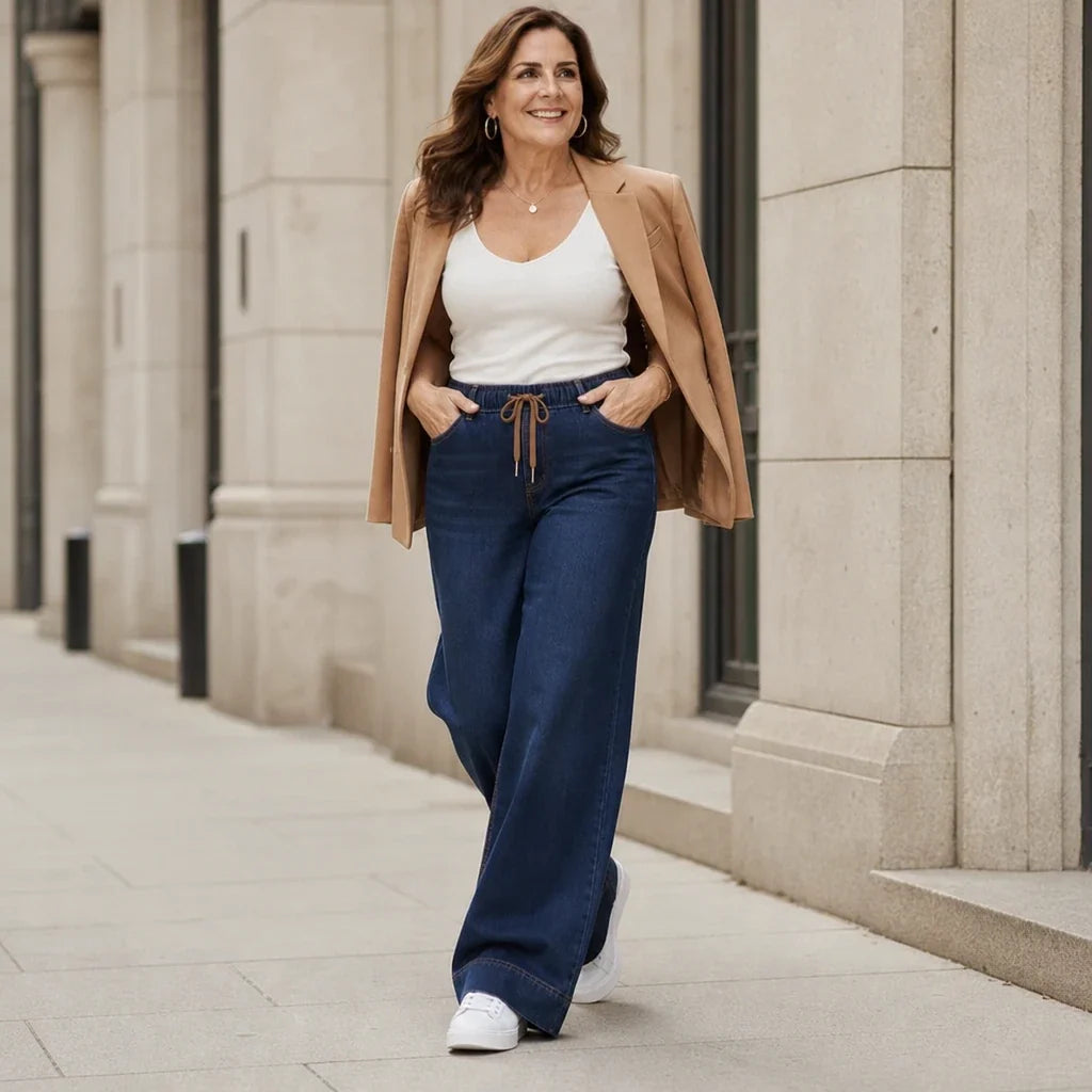 Tielora – Drawstring Waist Wide-Leg Jeans