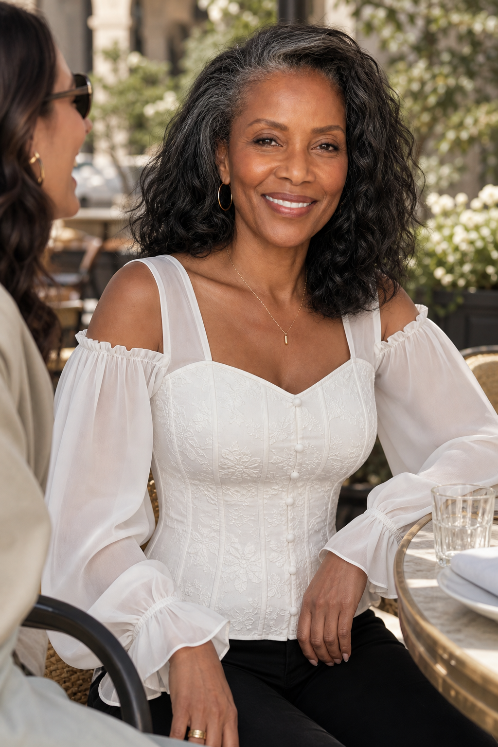 Corsetta – Floral Off-Shoulder Corset-Look Top