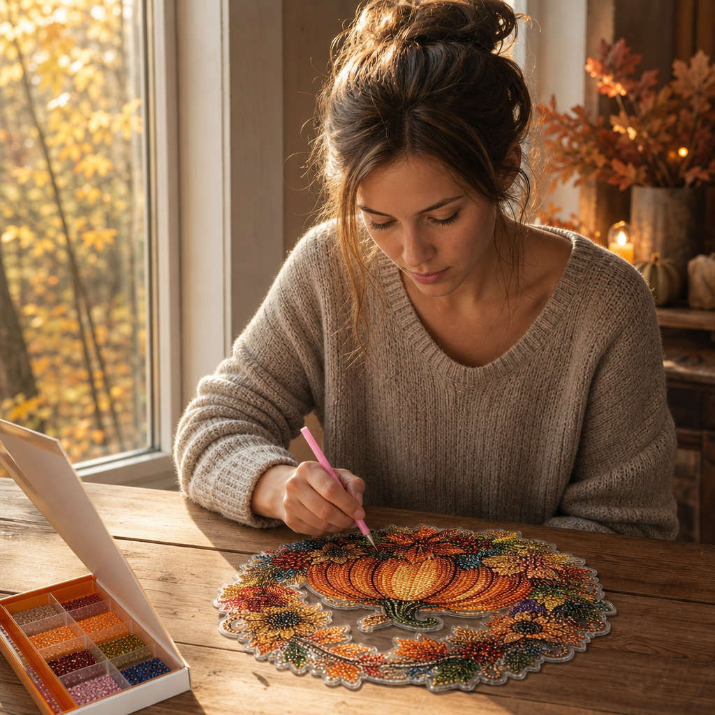 Glimmerwreath – Pumpkin & Floral Diamond Painting Wreath Kit