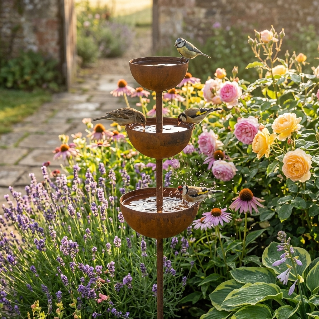 Birdwell™ – Rustic Copper Bird Bath Garden Stake