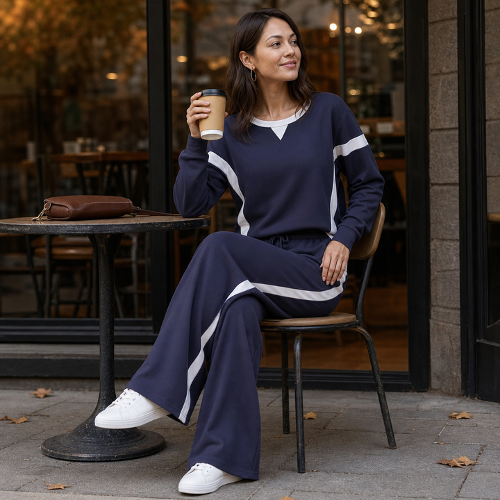 Lunessa – Contrast Stripe Wide-Leg Lounge Set